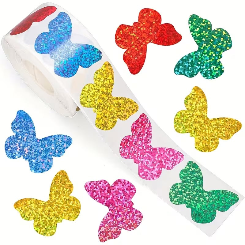 *Holographic LARGE Butterflies Stickers 500 on a roll