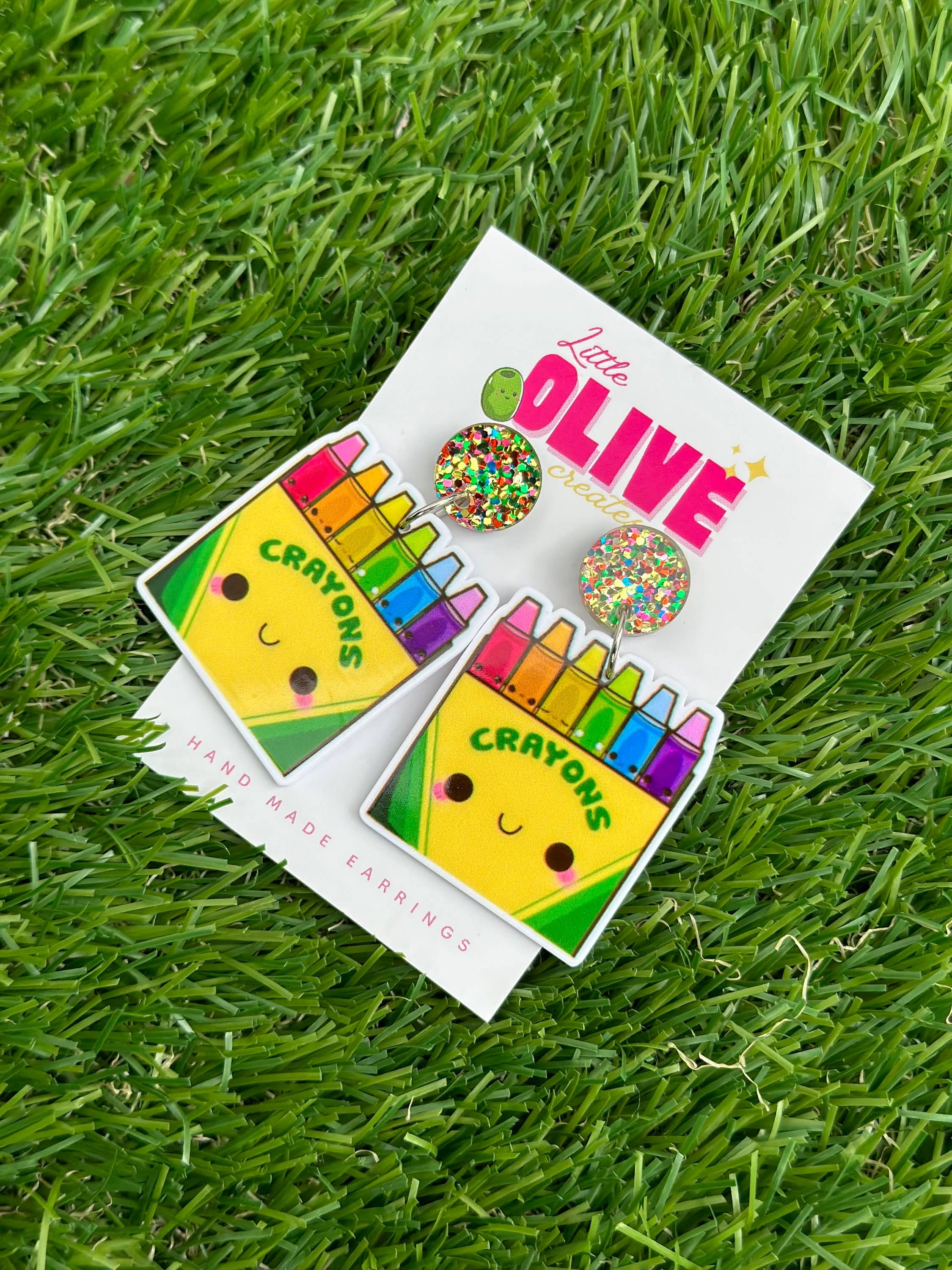 Crayon Box Teacher Dangle Earrings - Creative Tribute: Stud