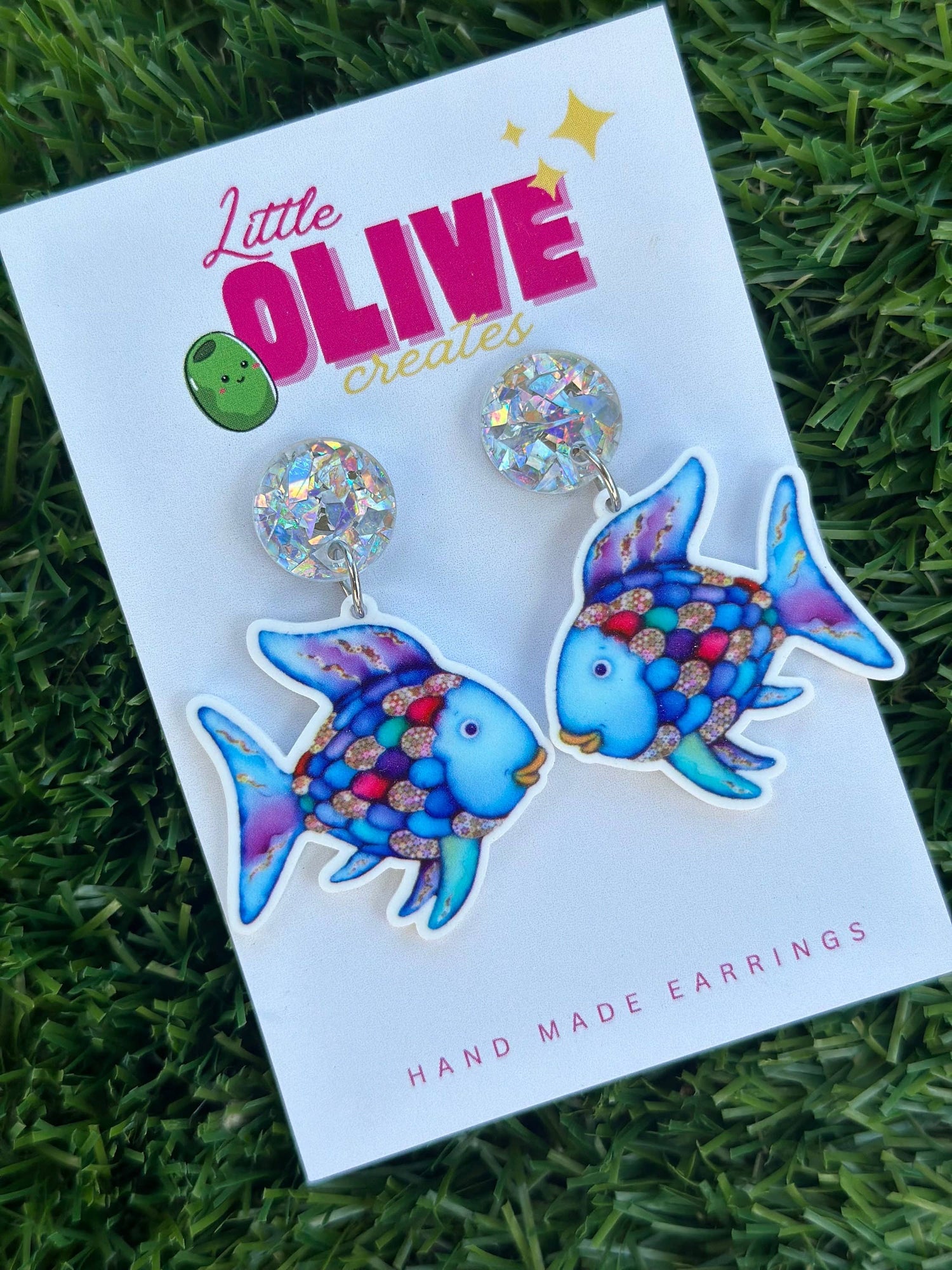 The Rainbow Fish Teacher Sparkle Dangle Earrings