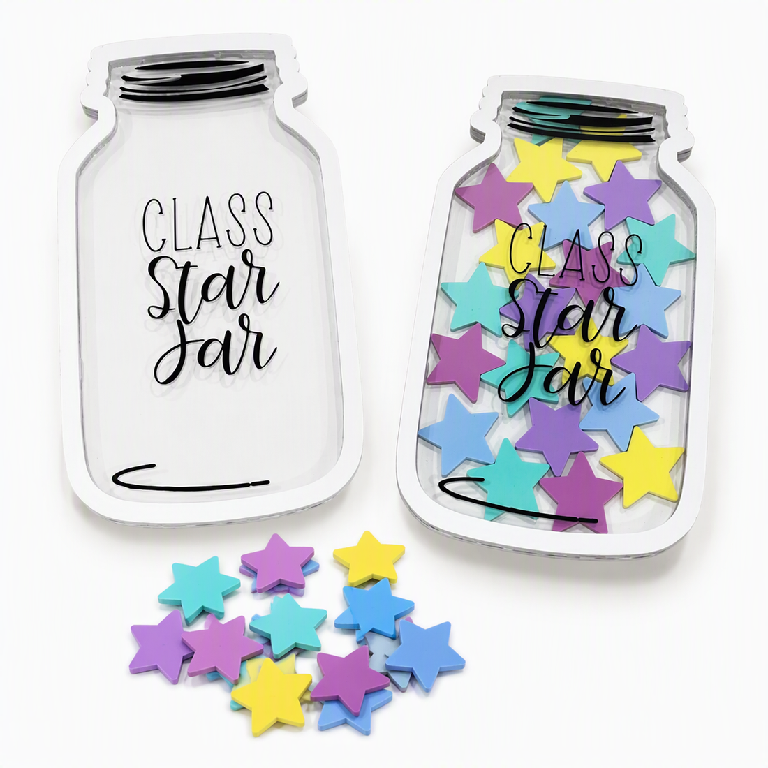 LARGE WHITE Class Star Jar with 50 Pastel Stars