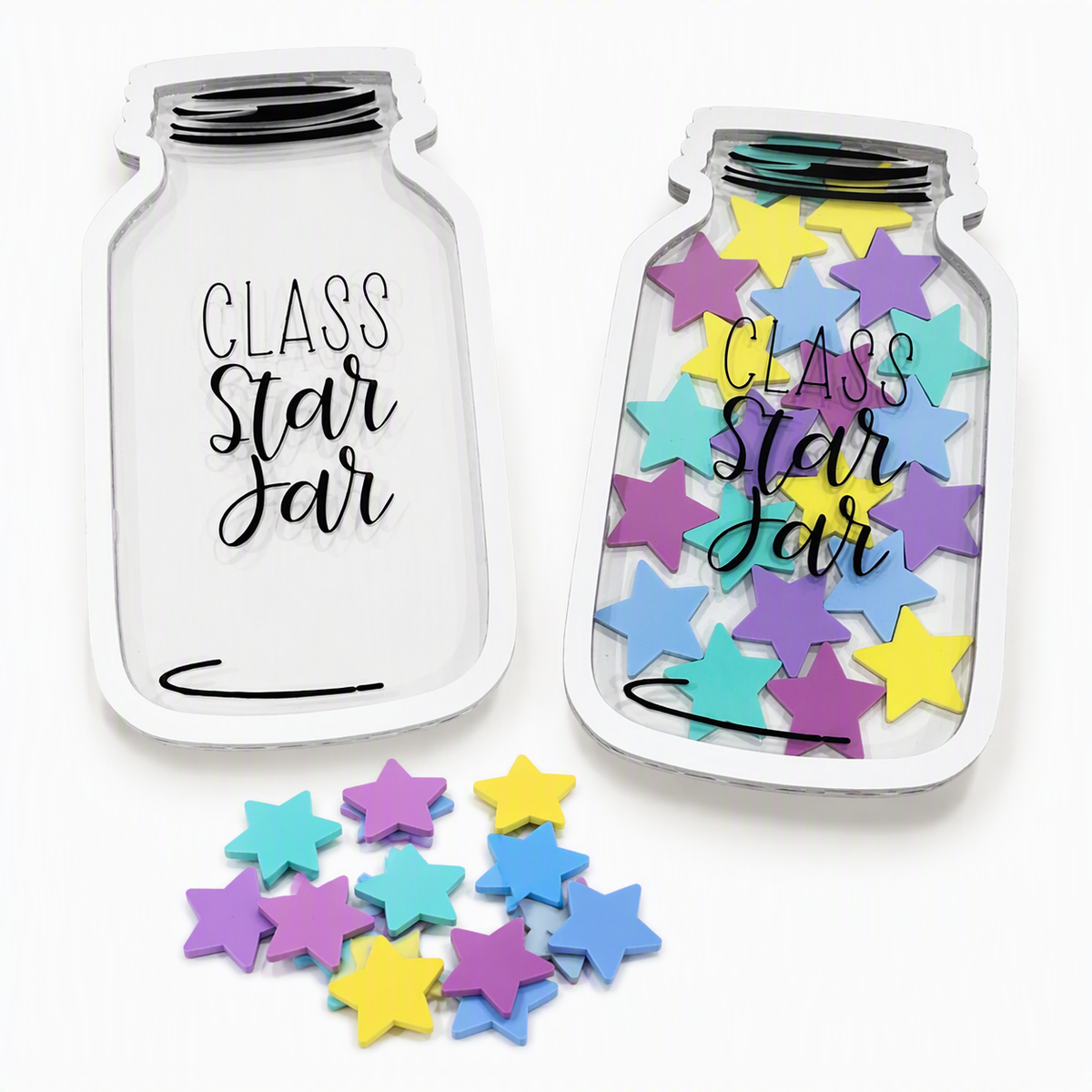 LARGE WHITE Class Star Jar with 50 Pastel Stars