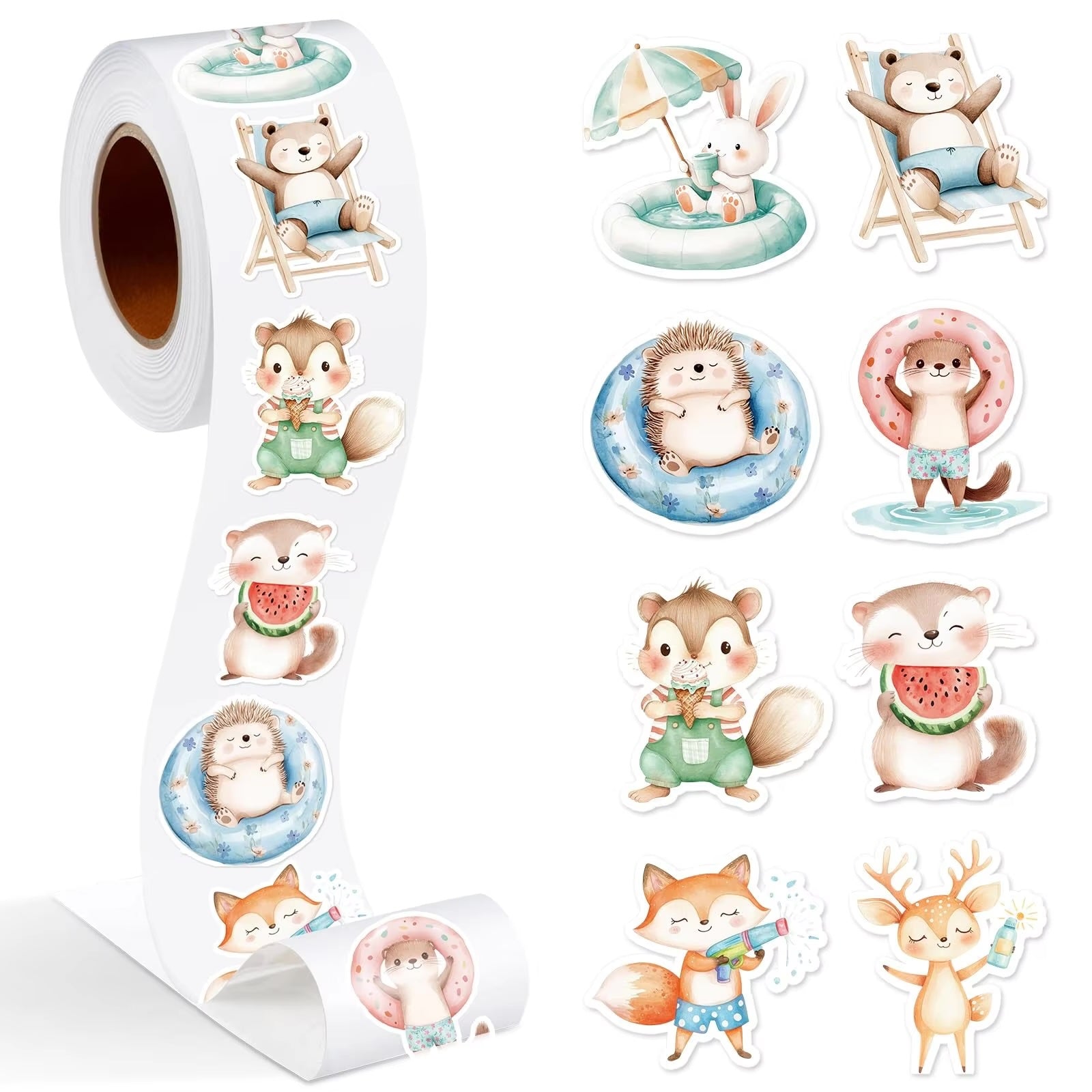 NEW! Cute Woodland Animals Stickers 500 on a roll