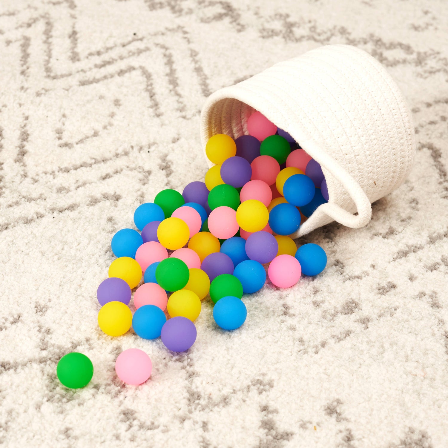 70 Mini Neon Coloured Bouncing Balls in a Tub
