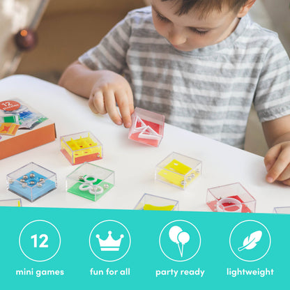 12 Mini Maze Puzzle Cube Game Brain Teasers, Party Toy
