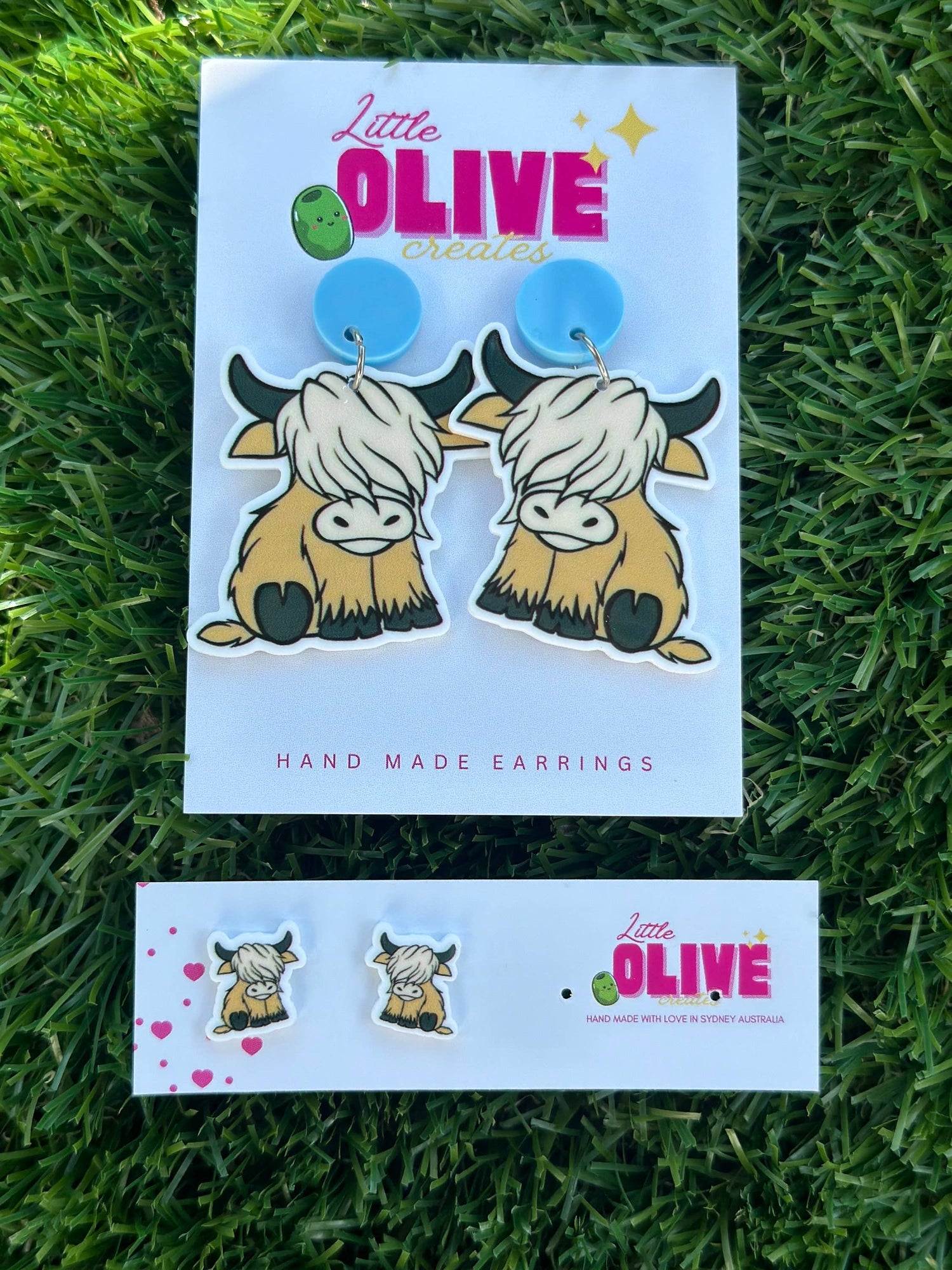 Fluffy Highland Cow Dangle Earrings