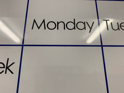 Aus Made Whiteboard Calendar - Wall Organiser for school or office - Decals Only - Days of the Week and Week Numbers -