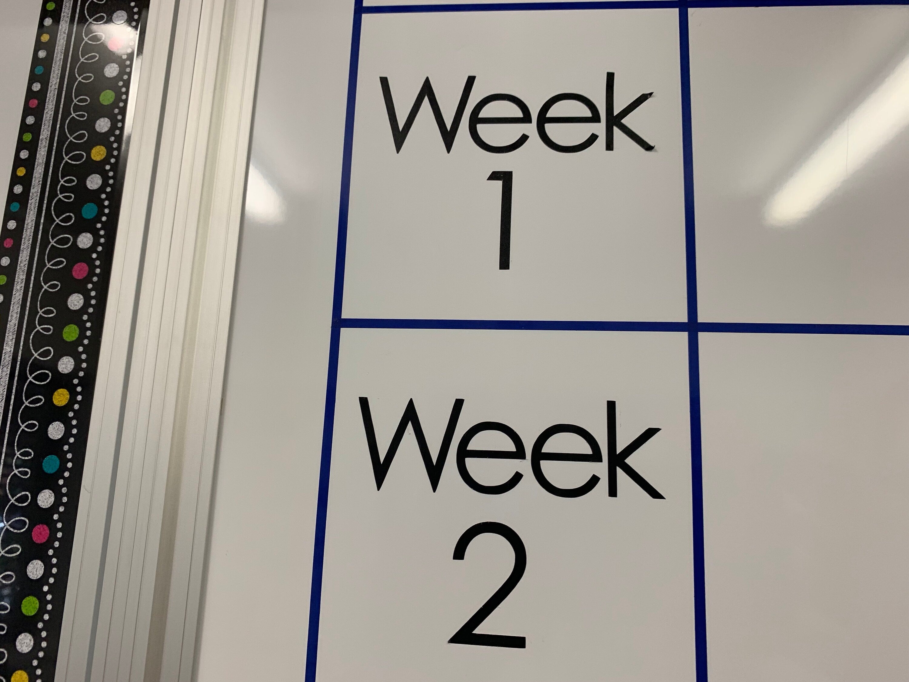 Aus Made Whiteboard Calendar - Wall Organiser for school or office - Decals Only - Days of the Week and Week Numbers -