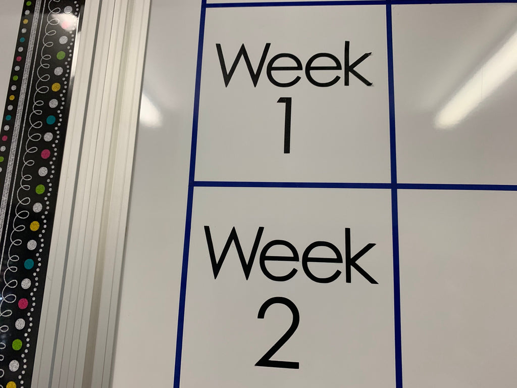 Aus Made Whiteboard Calendar - Wall Organiser for school or office - Decals Only - Days of the Week and Week Numbers -