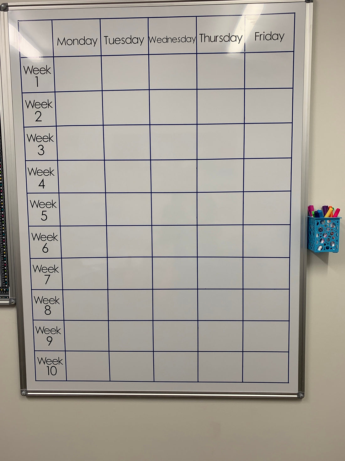Aus Made Whiteboard Calendar - Wall Organiser for school or office - Decals Only - Days of the Week and Week Numbers -