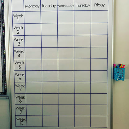 Aus Made Whiteboard Calendar - Wall Organiser for school or office - Decals Only - Days of the Week and Week Numbers -