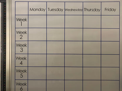 Aus Made Whiteboard Calendar - Wall Organiser for school or office - Decals Only - Days of the Week and Week Numbers -