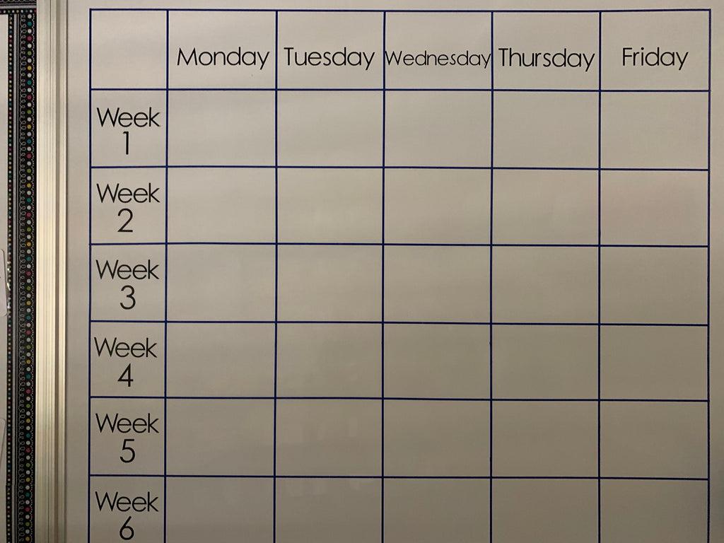 Aus Made Whiteboard Calendar - Wall Organiser for school or office - Decals Only - Days of the Week and Week Numbers -