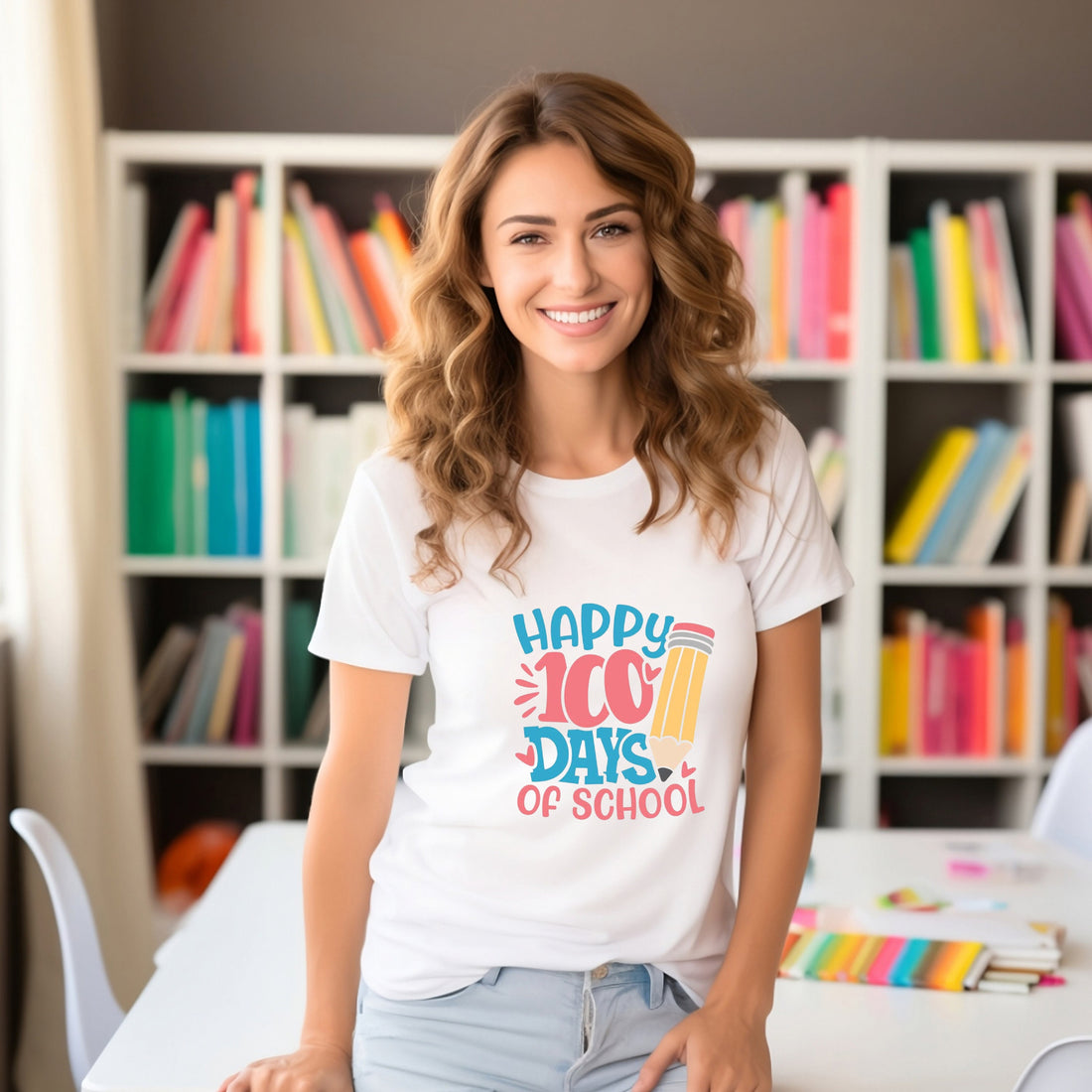 Teacher T-shirt - Happy 100 Days of School