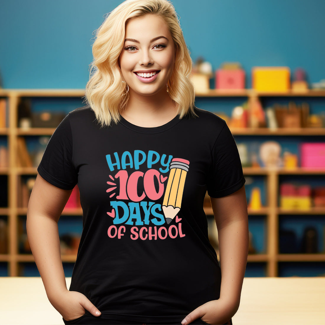Teacher T-shirt - Happy 100 Days of School