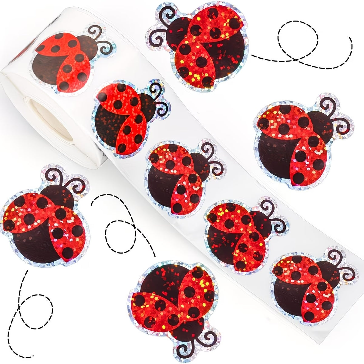 *LARGE Ladybug Holographic Stickers 500 on a roll