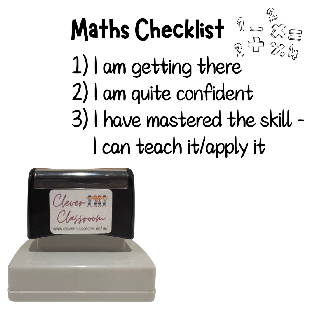 Maths Checklist Teacher Stamp - Rectangle 43 x 67mm