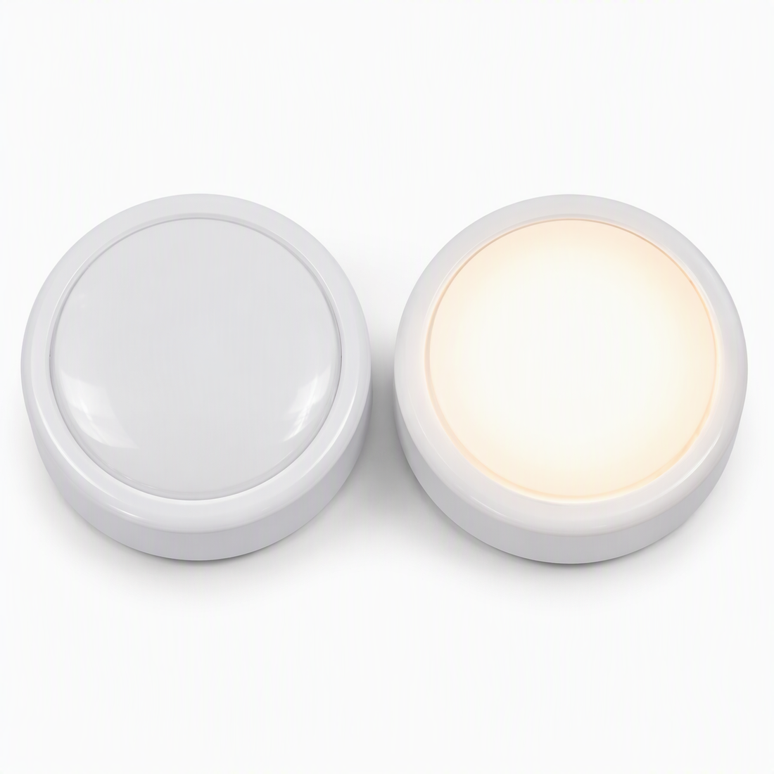 Push Lights / Tap Lights - 2 x 14cm diameter LED Press Lights