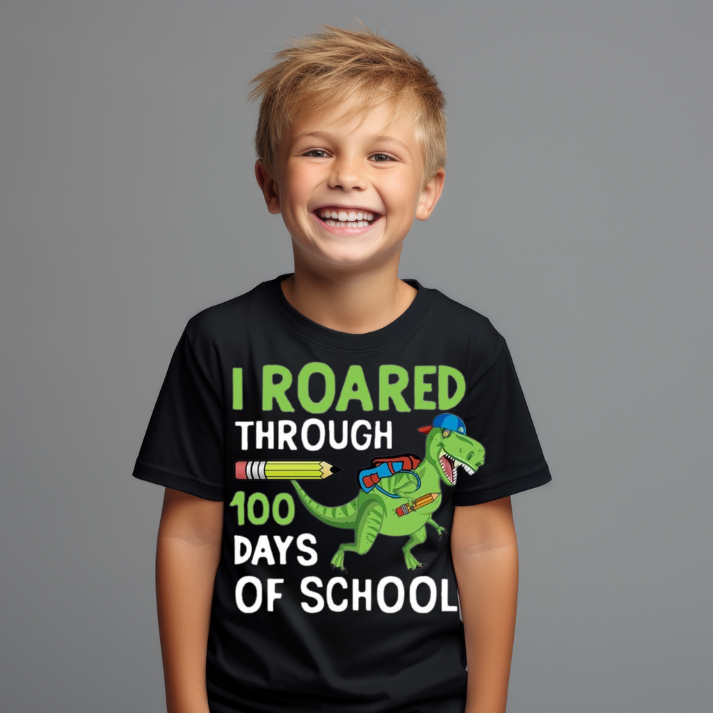 Kid's I roared through 100 days of school t-shirt