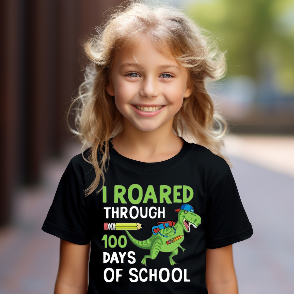 Kid's I roared through 100 days of school t-shirt