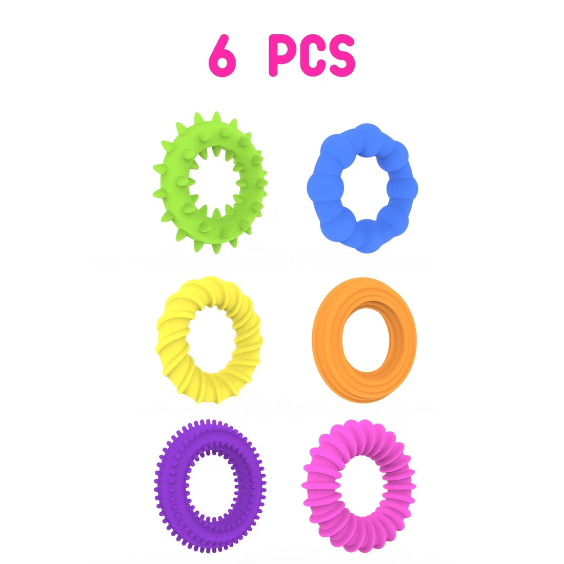 6 Pack of Textured Sensory Rings