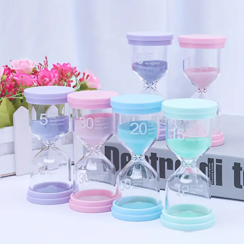 Set of 4 Large PASTEL Sand Timers -  3 min, 5 min, 15 min &amp; 30 min.