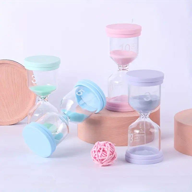 Set of 4 Large PASTEL Sand Timers -  3 min, 5 min, 15 min &amp; 30 min.