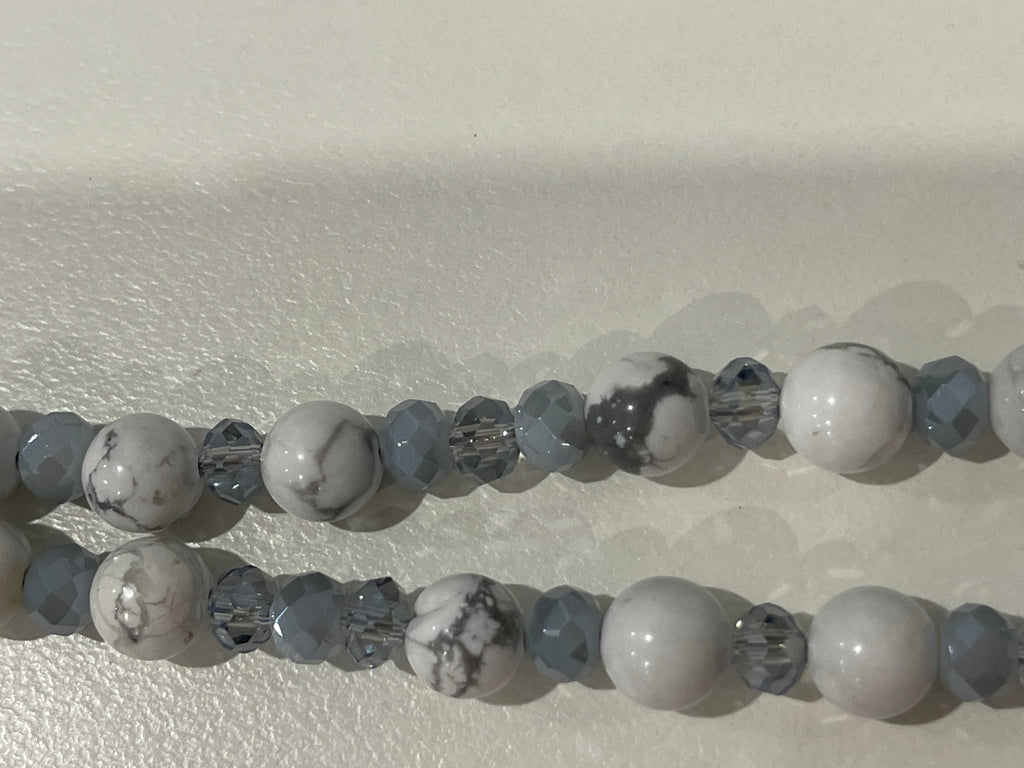 Dark Gray NEW!! CAMELIA Grey Marble and Crystal Lanyard - Hand Made to Order