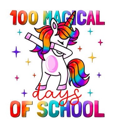 Lavender 100 Magical Days of School - Unicorn - Iron on Transfer for T-shirts