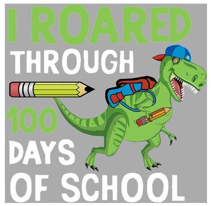 100 Days of School - Dinosaur - Iron on Transfer for T-shirts