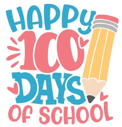 100 Days of School - Happy - Iron on Transfer for T-shirts