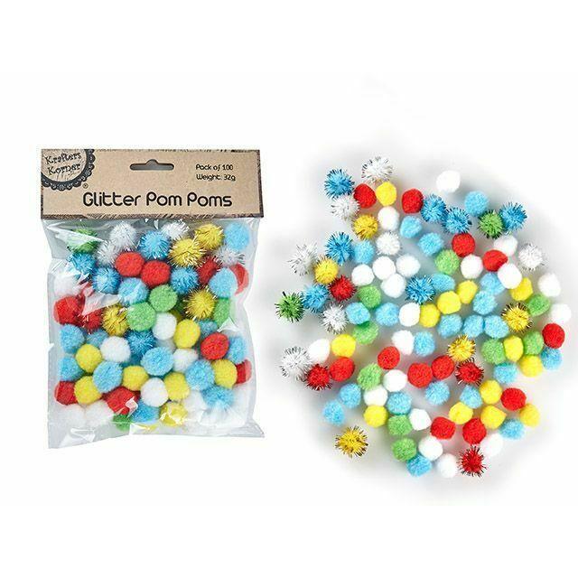Light Gray 100 pcs Rainbow & Glitter Pompoms 15mm Aus Stock Craft Hobby