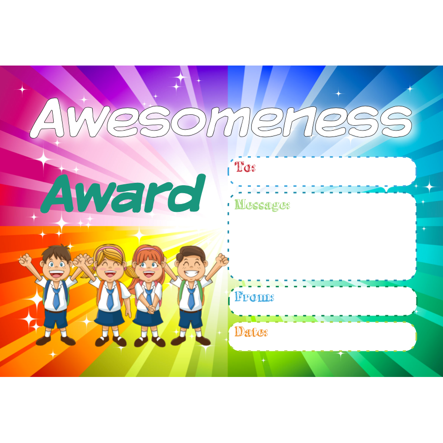 Dark Cyan 25 "Awesomeness" Student Award Certificates