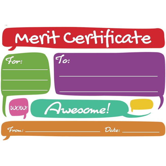 Dark Sea Green 25 &quot;Merit&quot; Student Award Certificates