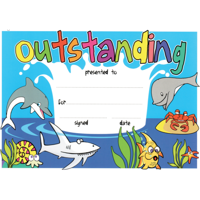 Tan 25 "Outstanding" Student Award Certificates
