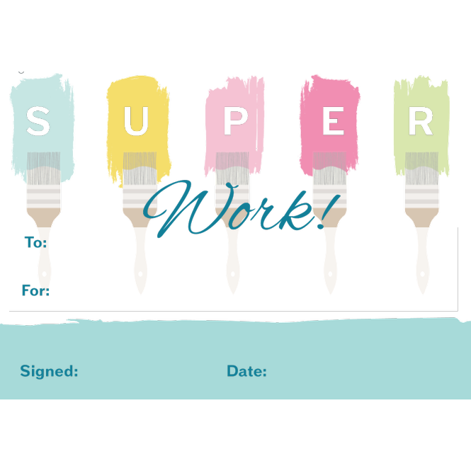 Powder Blue 25 &quot;Super Work&quot; Student Award Certificates