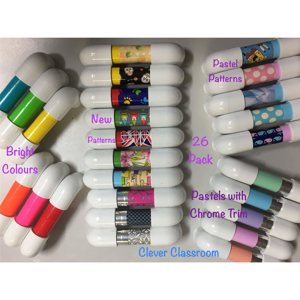 26 Pack Mixed Set of Patterns and Solid Colours Whisper Phones - Clever Classroom