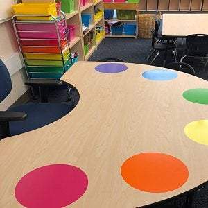 cleverclassroom-net-au - 28cm Aus Made - Classroom Table SQUARES Dry Erase Square Decals - Dry Erase Desk Spots