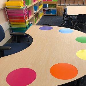 cleverclassroom-net-au - 29cm diameter Aus Made - Classroom Table Dots Dry Erase Circles - Dry Erase Desk Spots