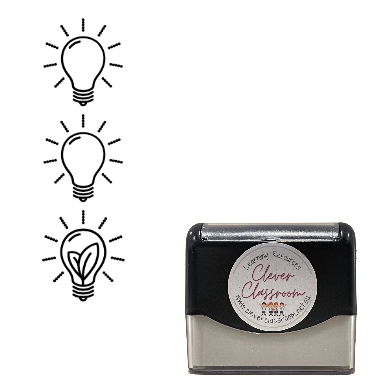Dark Gray 2 glows and a grow Teacher Stamp Self-inking 18 x 54mm