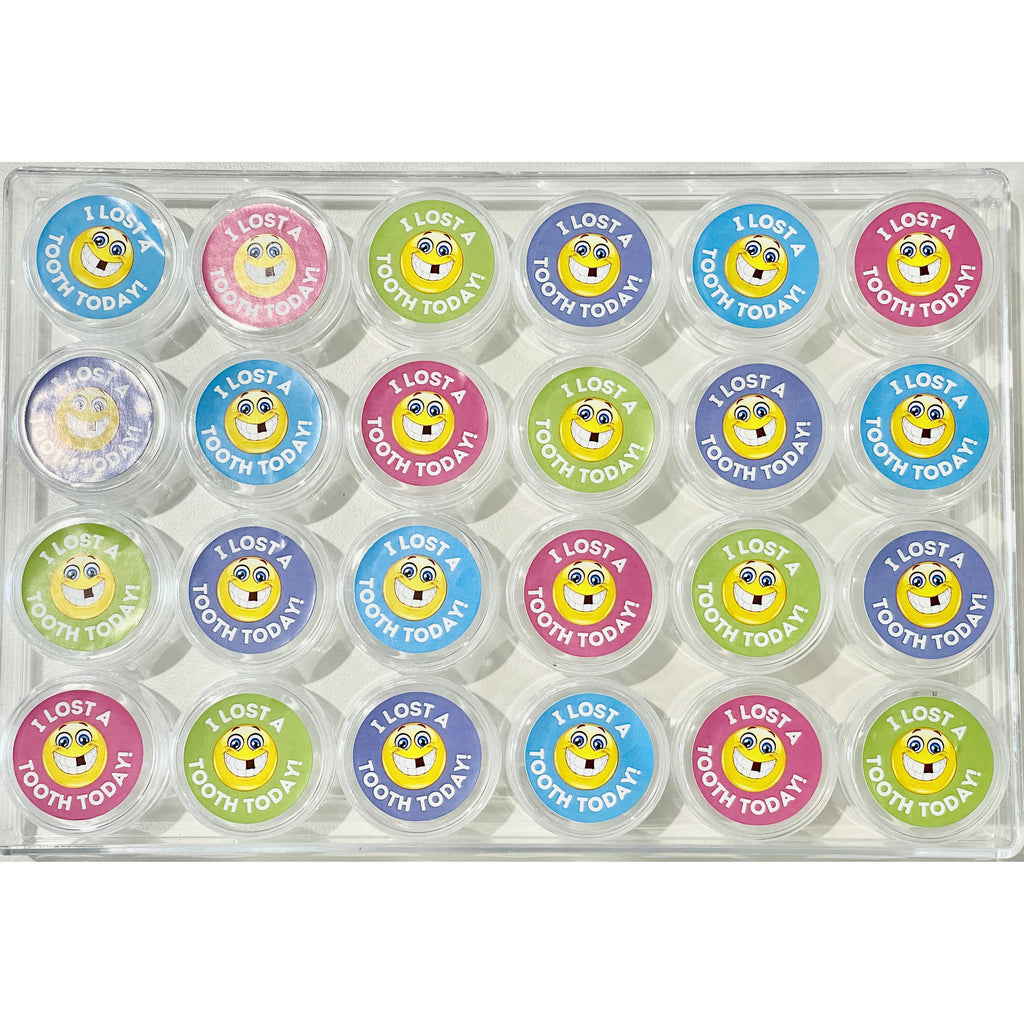 Light Gray Colourful Smiley "I lost a tooth today" take home containers 24 set