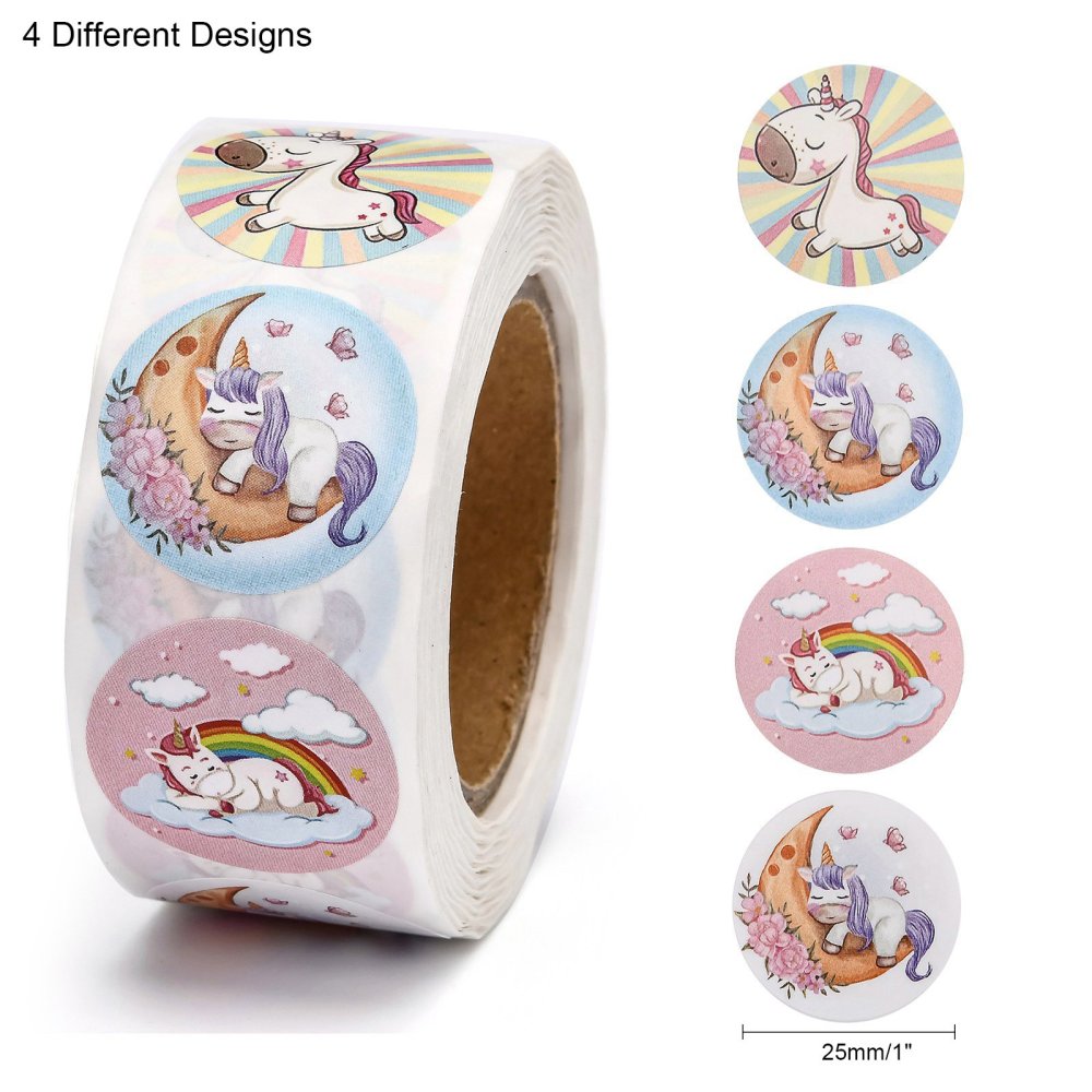 Light Gray *Unicorn Cute Stickers 500 on a roll - Colourful Teacher Merit Stickers