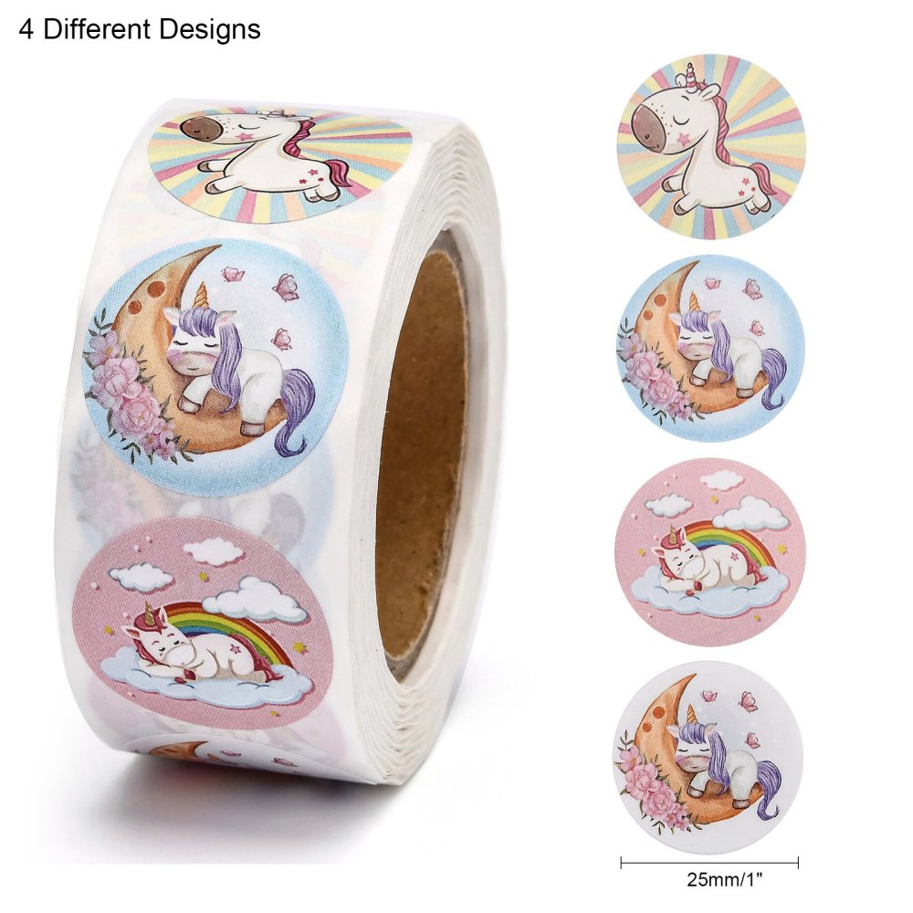 Light Gray *Unicorn Cute Stickers 500 on a roll - Colourful Teacher Merit Stickers
