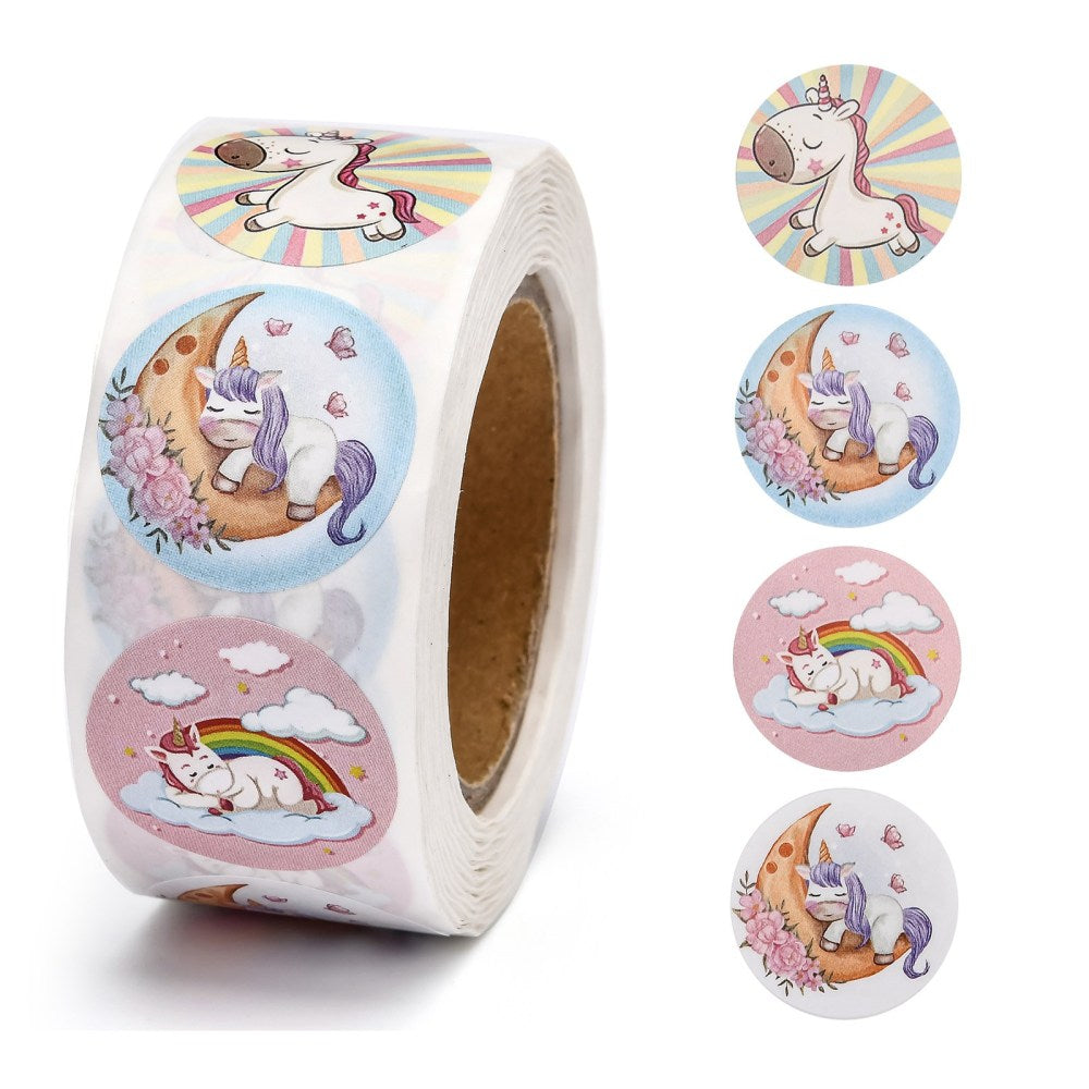 Light Gray *Unicorn Cute Stickers 500 on a roll - Colourful Teacher Merit Stickers