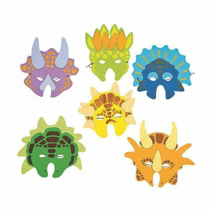 Sea Green Dinosaur Foam Masks
