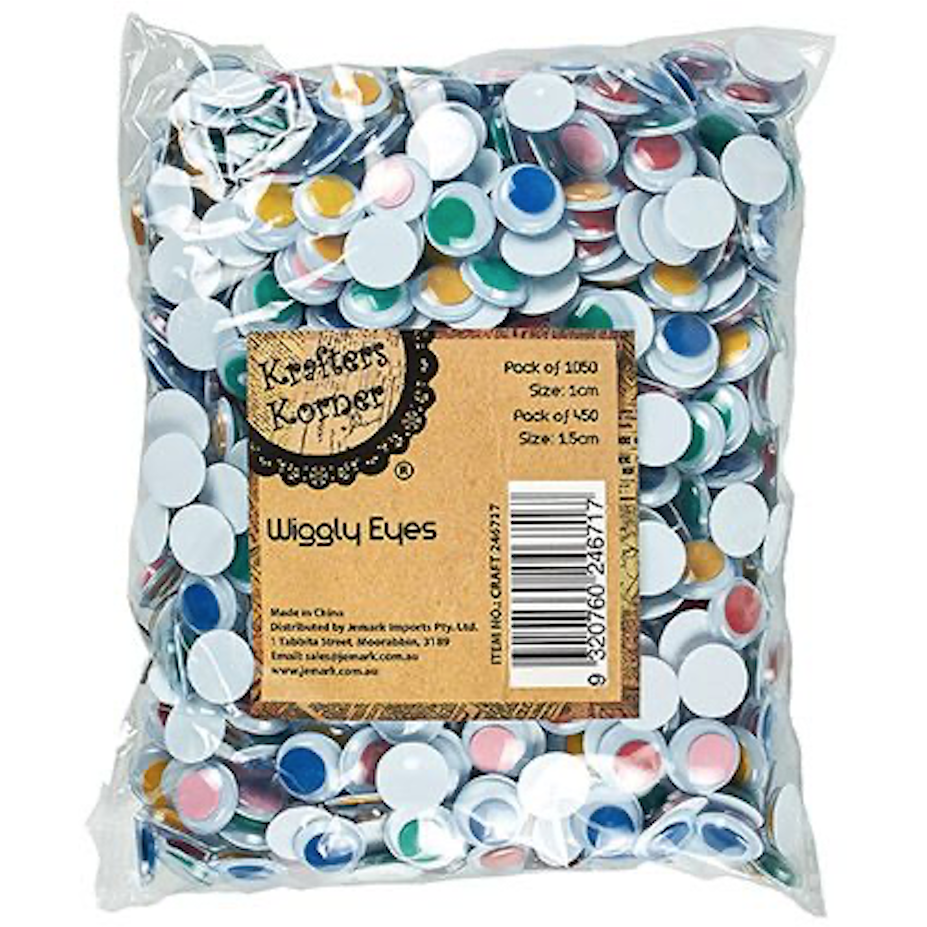 Light Gray Bulk Pack of MULTICOLOURED Wiggly Eyes for Craft - 1500 eyes 10mm and 15mm eyes