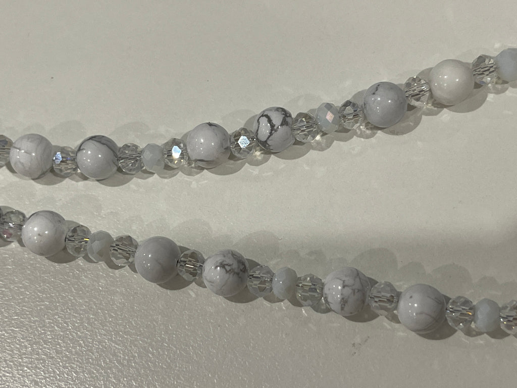 Dark Gray NEW!! CAMELIA Grey Marble and Crystal Lanyard - Hand Made to Order