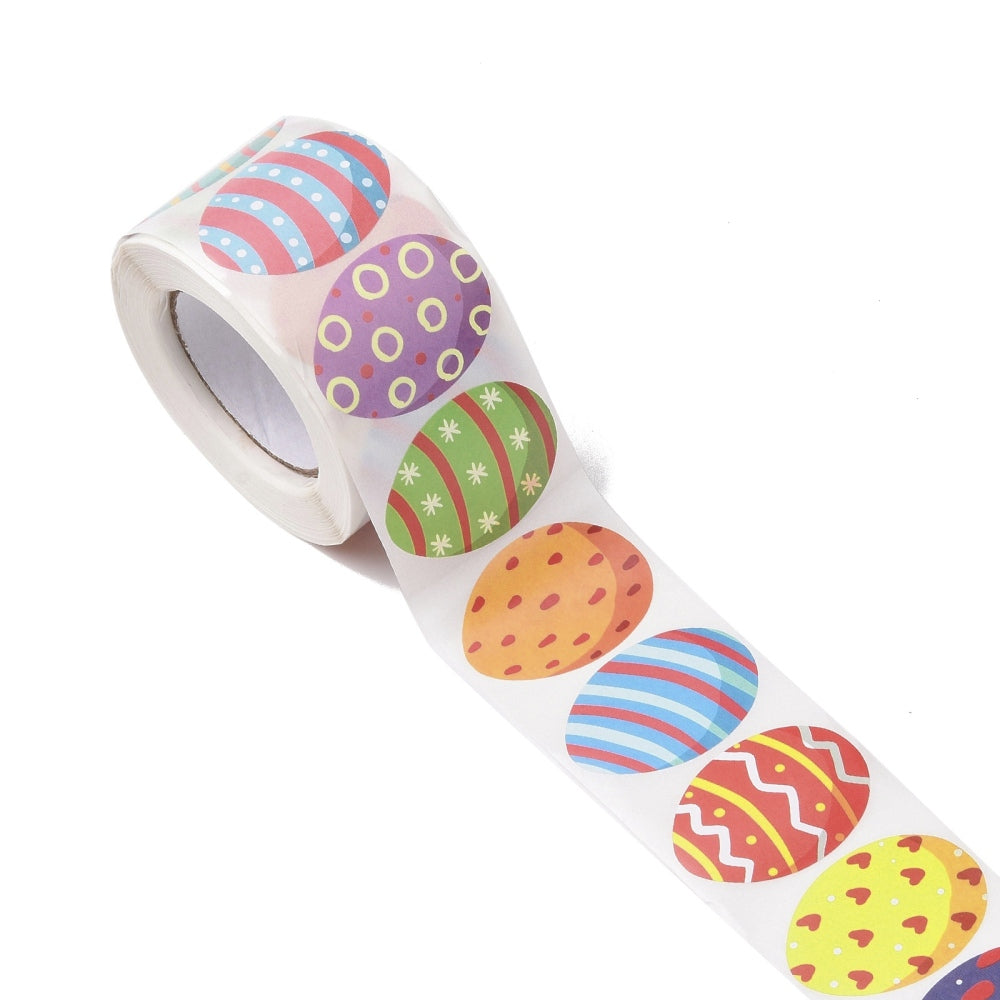 Light Gray *LARGE Easter Eggs Stickers 500 on a roll - Colourful Teacher Merit Stickers