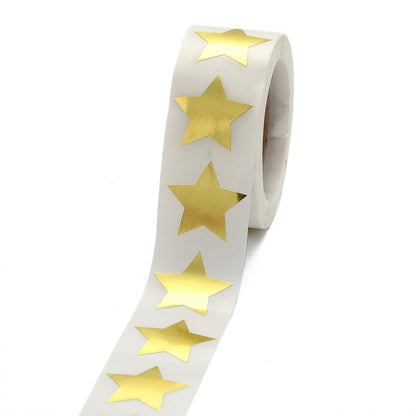Light Gray * STARS Shiny Gold Stickers 500 on a roll - Colourful Teacher Merit Stickers
