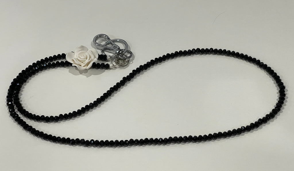 Gray NEW!! CAMELIA Black Crystal Lanyard - Hand Made to Order