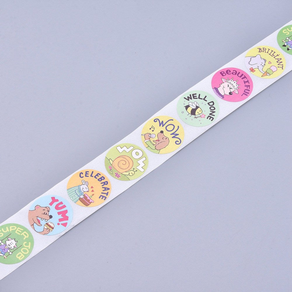 Light Steel Blue Beautiful Award Stickers 500 on a roll - Colourful Teacher Merit Stickers